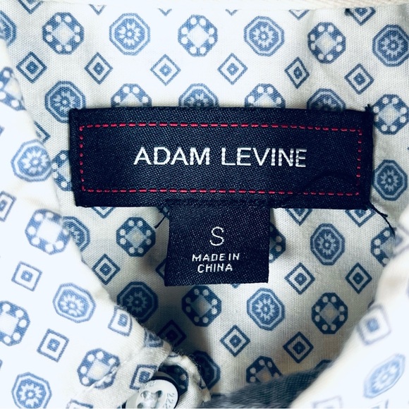 Adam Levine Collection Collared Button-up Shirt, White & Blue, Size Small - Picture 7 of 11